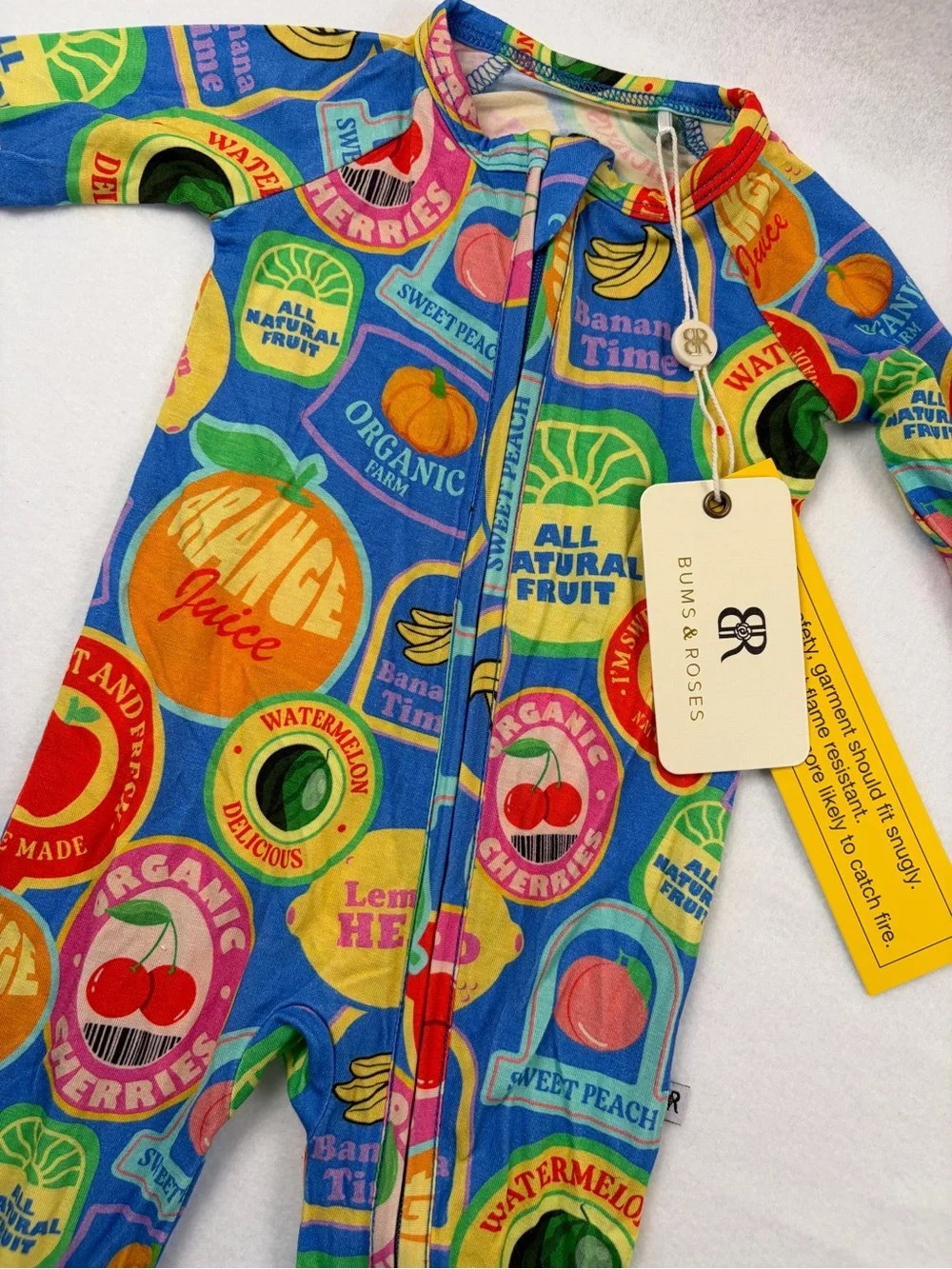 NWT Bums & Roses Peel Me Later Zippered Footie Romper 3-6 Months